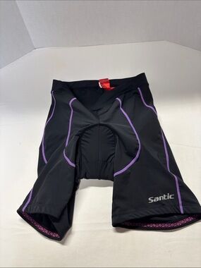 Santic Women’s Black Bike Shorts with Purple Trim